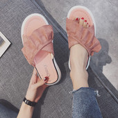 Papuci eleganti de dama pe talpa plata in doua culori