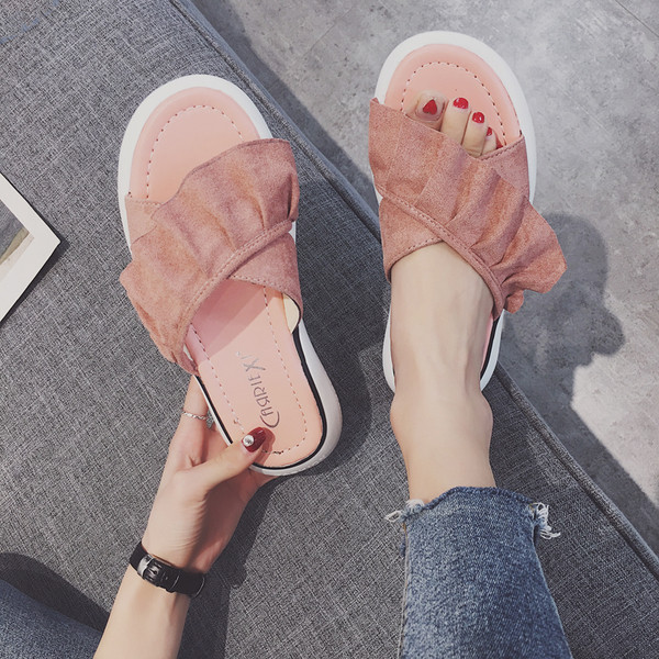 Papuci eleganti de dama pe talpa plata in doua culori