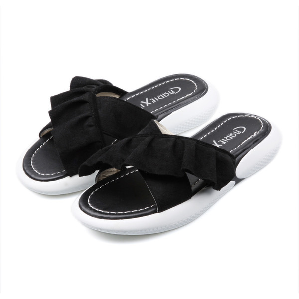 Papuci eleganti de dama pe talpa plata in doua culori