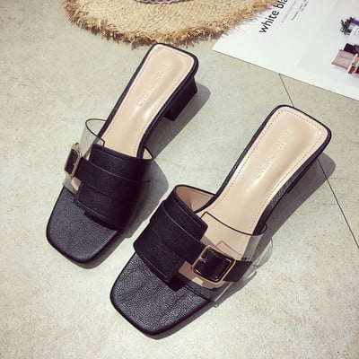 Papuci moderni de dama cu toc joasa in trei culori