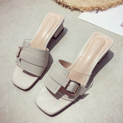 Papuci moderni de dama cu toc joasa in trei culori