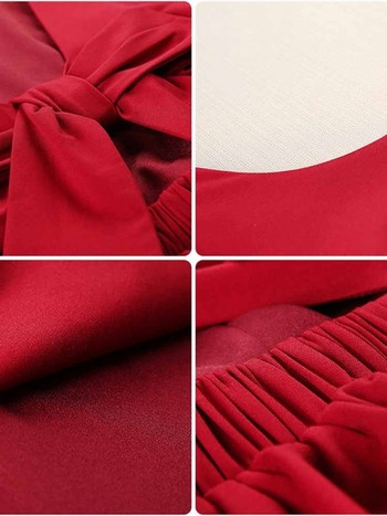 Rochie draguta de dama cu talie elastica si panglica pe spate