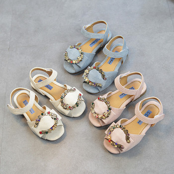 Детски сандали за момичета с декоративни камъни в четири цвята 