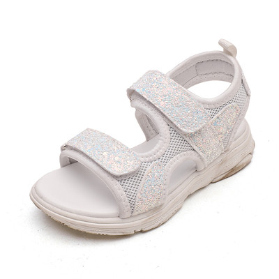 Sandale casual pentru copii potrivite pentru fete in negru, roz si argintiu