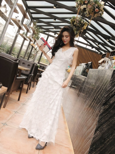 Rochie lunga eleganta in doua culori