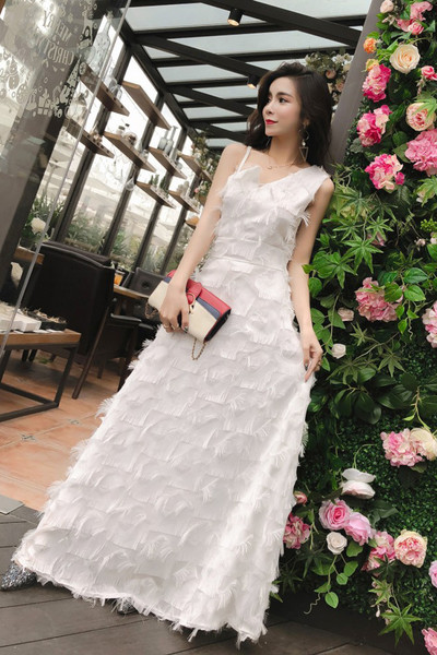 Rochie lunga eleganta in doua culori