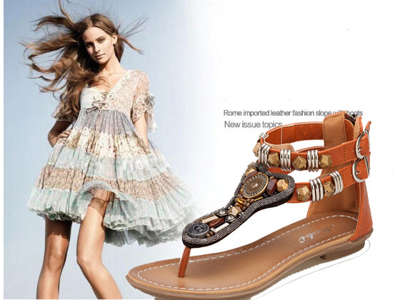 Ежедневни дамски сандали с метална декорация-в два цвята