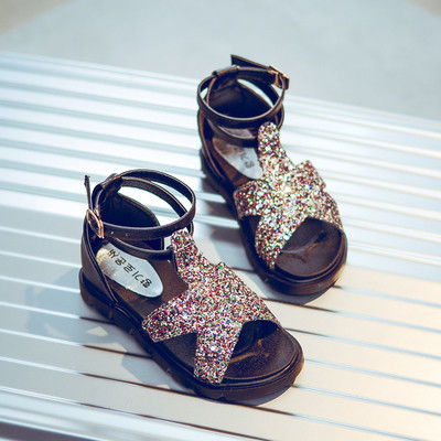Детски модерни сандали за момичета с пайети в два цвята