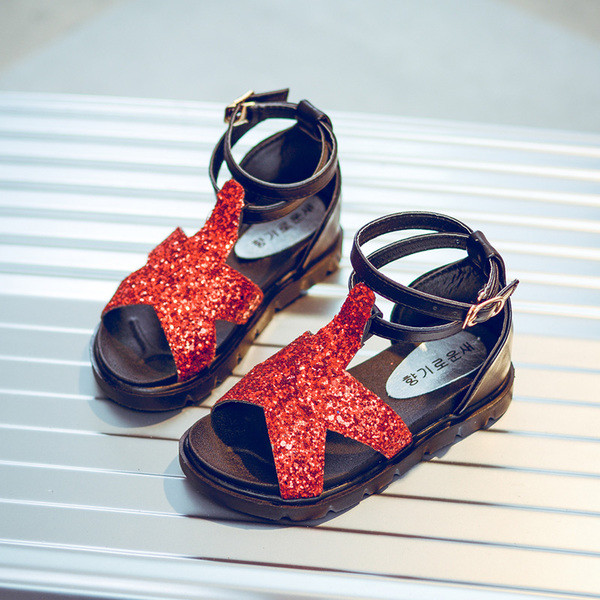 Sandale moderne pentru fete pentru copii cu paiete in doua culori