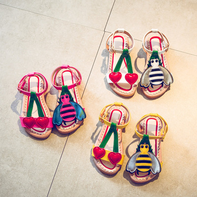 Детски модерни сандали за момичета с 3D декорации 