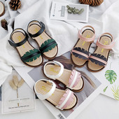 Sandale moderne pentru copii pentru fete in negru, verde si roz