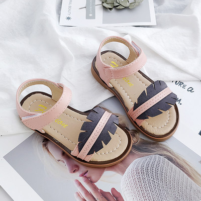 Sandale moderne pentru copii pentru fete in negru, verde si roz