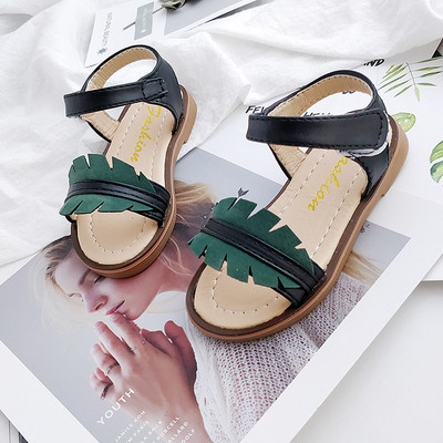 Sandale moderne pentru copii pentru fete in negru, verde si roz