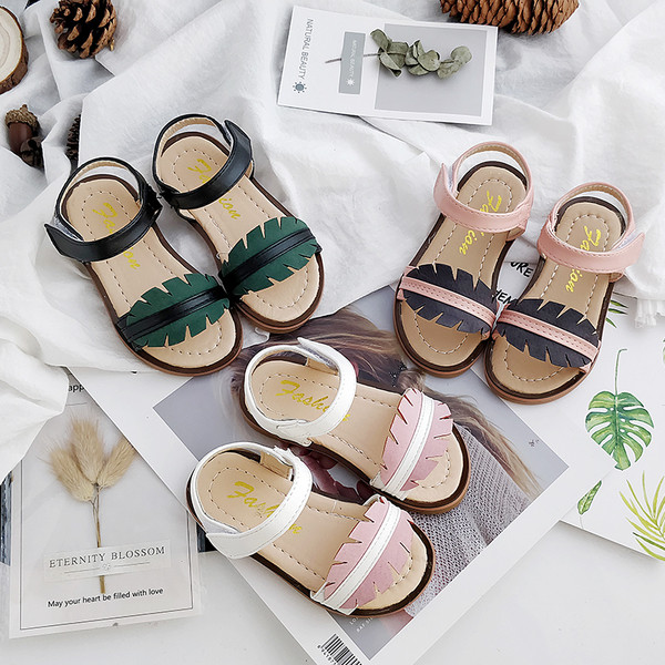 Sandale moderne pentru copii pentru fete in negru, verde si roz