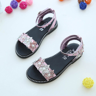 Sandale moderne pentru fete pentru copii cu decor stea in doua culori