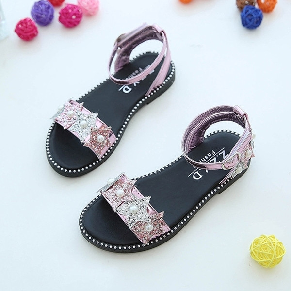 Sandale moderne pentru fete pentru copii cu decor stea in doua culori