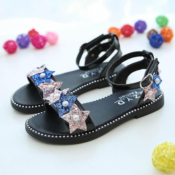 Sandale moderne pentru fete pentru copii cu decor stea in doua culori