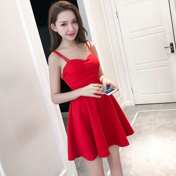 Rochie draguta scurta cu bretele in doua culori