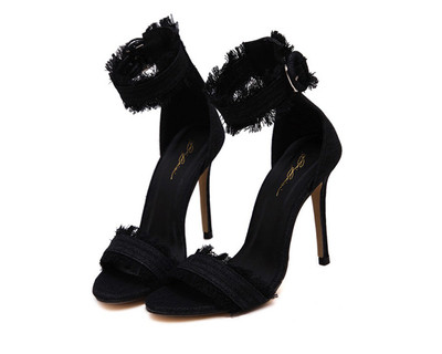 Sandale de damă din denim cu toc înalt de 11 cm - în trei culori