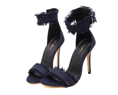 Sandale de damă din denim cu toc înalt de 11 cm - în trei culori