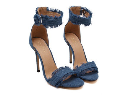 Sandale de damă din denim cu toc înalt de 11 cm - în trei culori