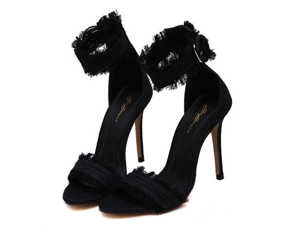 Sandale de damă din denim cu toc înalt de 11 cm - în trei culori