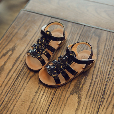 Sandale copii pentru fete in negru, auriu, argintiu si roz