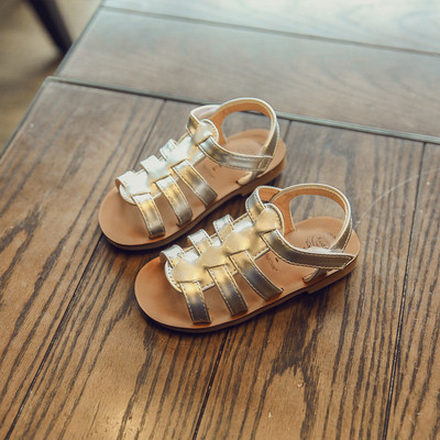 Sandale copii pentru fete in negru, auriu, argintiu si roz