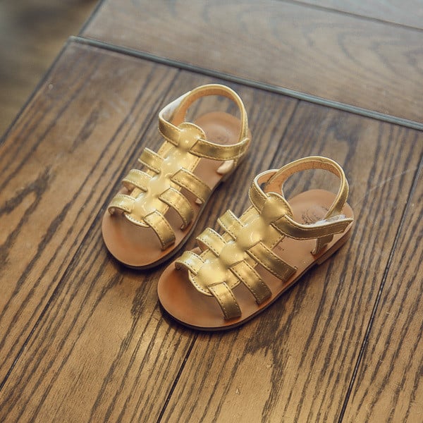 Sandale copii pentru fete in negru, auriu, argintiu si roz