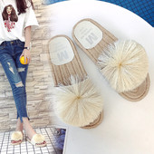 Papuci casual de dama cu decor cu talpa plata in mai multe culori