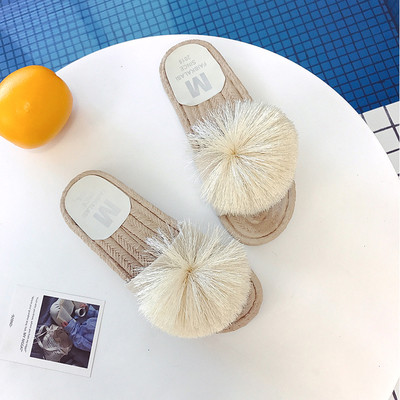 Papuci casual de dama cu decor cu talpa plata in mai multe culori