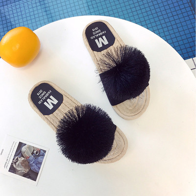 Papuci casual de dama cu decor cu talpa plata in mai multe culori