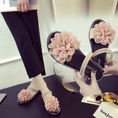 Papuci moderni de dama cu decor floral in trei culori