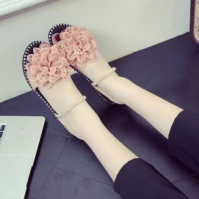 Papuci moderni de dama cu decor floral in trei culori