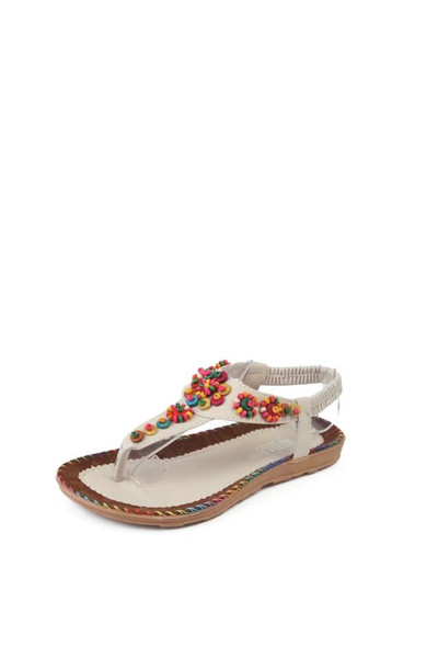 Sandale de dama alb cu margele colorate