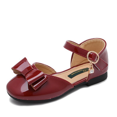 Sandale pentru fete pentru copii cu decor panglică în negru, roșu și roz