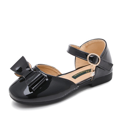 Sandale pentru fete pentru copii cu decor panglică în negru, roșu și roz