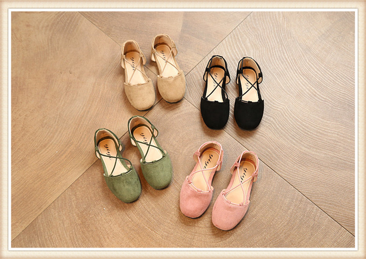 Sandale de piele intoarsa pentru copii pentru fete in negru, cafea, verde si roz