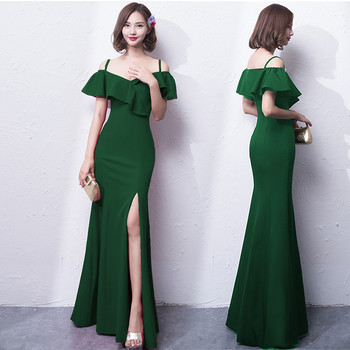 Елегантна дамска рокля с цепка 