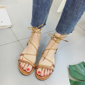 Ежедневни дамски сандали с връзки- в два цвята