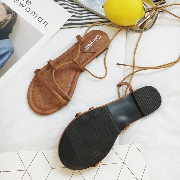 Sandale casual dama cu sireturi - in doua culori