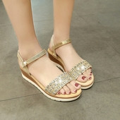 Sandale casual de damă NOI auriu și argintiu