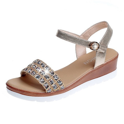 Sandale casual de damă NOI auriu și argintiu