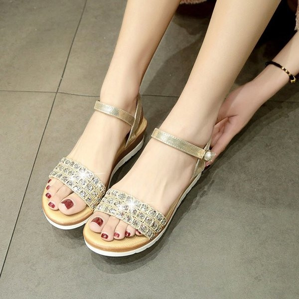 Sandale casual de damă NOI auriu și argintiu