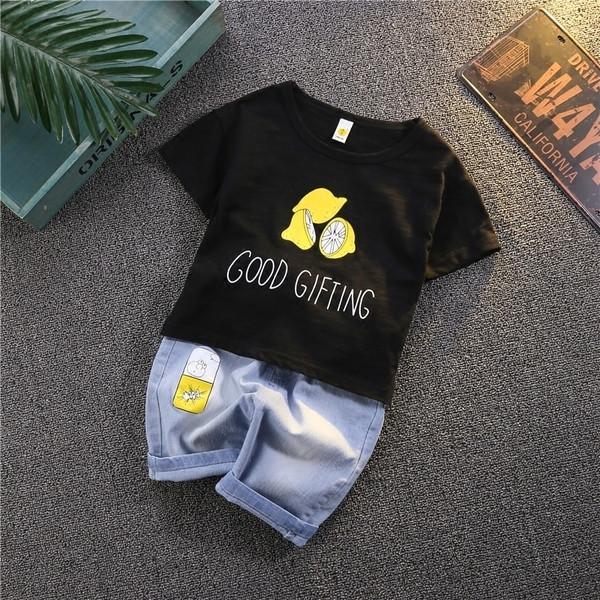 Set copii pentru fete si baieti - tricou si blugi lungi cu imprimeu