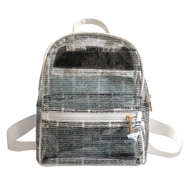 Rucsac de damă cu inscripții în alb și negru