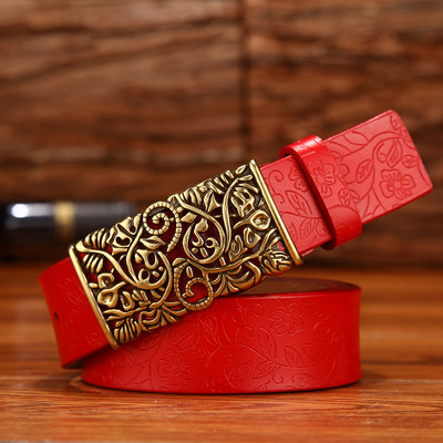 Curea de dama cu imprimeu pe toata lungimea si cu catarama diferita