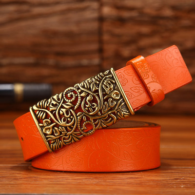 Curea de dama cu imprimeu pe toata lungimea si cu catarama diferita