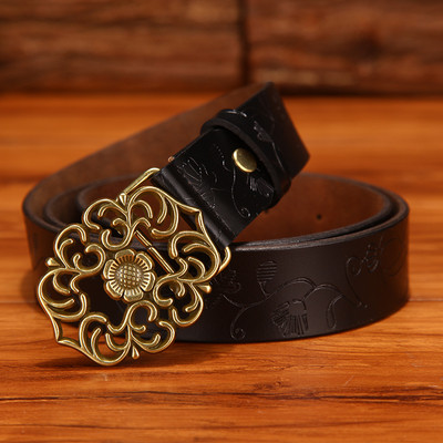 Curea de dama cu imprimeu pe toata lungimea si cu catarama diferita