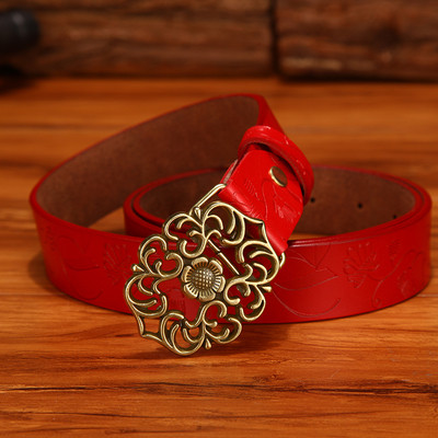 Curea de dama cu imprimeu pe toata lungimea si cu catarama diferita